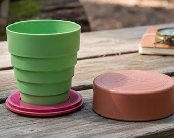 Vintage Soviet Russian Folding Collapsible Cup Travel Camping Hiking 80ml plastic glass USSR 1980s