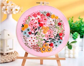 Embroidery Kit Flowers with Instruction Needles Thread for Beginner  DIY Needlework Kit (No Hoop)