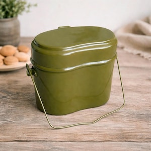 Vintage Soviet Military Mess Kit, Aluminum Camping Pot, USSR 1974