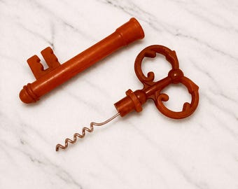 Vintage Key Shaped Corkscrew, Original Soviet Russian Wine Bottle Opener, 1980s USSR Barware