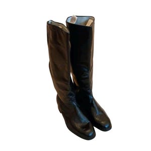 Vintage Russian Leather Parade Boots (Chrome) Size: 43 EU (US 10) Black USSR 1980&#39;s