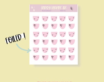 FOILED ROUNDED FLAGS - Pink -  Planner Sticker Sheet / Journal Calendar Sticker Kiss Cut sheet