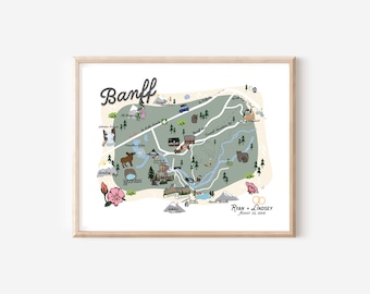 Map of Banff Alberta Canada Customized Wedding Gift | Baby Shower Gift | Anniversary Present