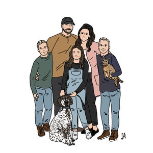 Custom Family Illustration Portrait , Personalized Family Drawing, Personalized Custom Gift for Grandparents ,Minimal Home Art Printable image 7
