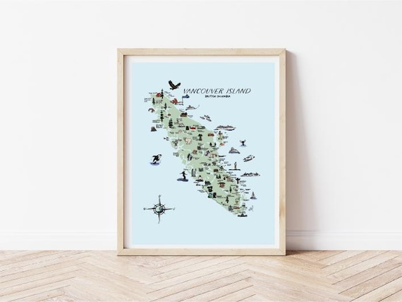 Vancouver Island Map Print | Coastal British Columbia Wall Art (Digital Download)