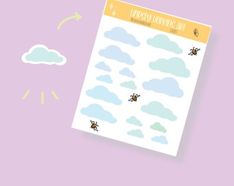 CLOUDS AND BEES Planner Sticker Sheet // Journal Calendar Sticker Kiss Cut sheet