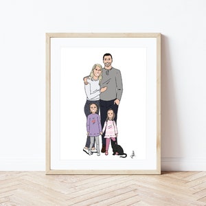 Custom Family Illustration Portrait , Personalized Family Drawing, Personalized Custom Gift for Grandparents ,Minimal Home Art Printable