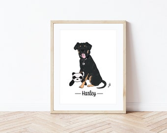 Tier Portrait Illustration, Hund Katze Illustration, Minimalistische Kunst (Digitaler Download)
