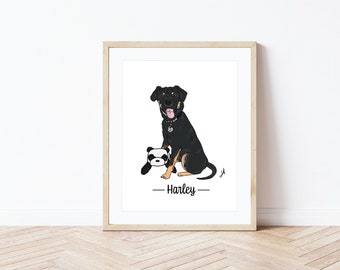 Custom Dog and Cat Portrait , Personalized Pet Portrait , Minimalist Home Family Artwork, Printable Gift , Memorial Gift