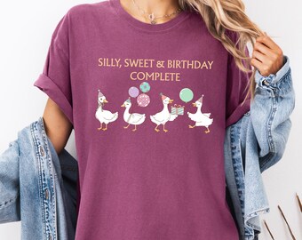 Camiseta divertida de cumpleaños de ganso: camiseta de algodón con colores cómodos