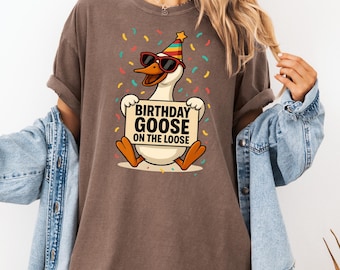 Camiseta divertida de cumpleaños de ganso: camiseta de algodón con colores cómodos