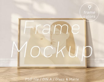 Horizontal Frame Mockup Bundle: 9 Colors, Scandi Style A1 A2 A3 A4 (PSD Template)