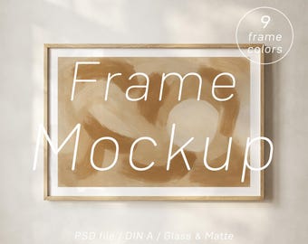 Horizontal Frame Mockup Bundle PSD: Landscape DIN A, 9 Colors Minimalist Style