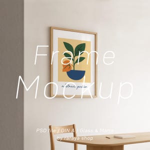 Japandi Wooden Frame Mockup: DIN A4 A3 A2 Wall Art Poster PSD Template