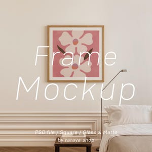 Square Frame Mockup: Scandinavian Style 1x1 Ratio PSD Template