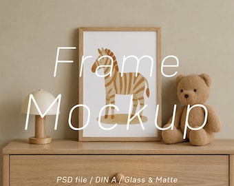 Kinderzimmer Rahmen Mockup PSD A4 A3 Vertikale Holzrahmen Kinder Kinder Wandkunst