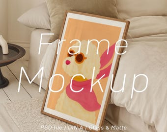 Vertical Wood Frame Mockup: A1 A2 A3 A4 PSD Template (Digital Download)
