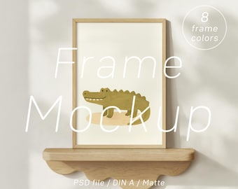 Kinderzimmer Bilderrahmen Mockup Bundle: 8 Farben, A4 A3 Holz Poster PSD (Digitaler Download)