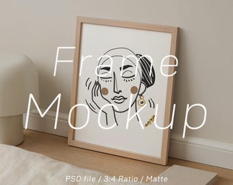 Vertical Frame Mockup PSD 3x4 Ratio 18×24" Thin Wood Wall Art Poster