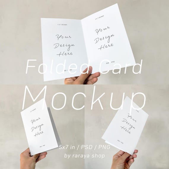 5x7 Folded Card Mockup: Invitation Mockup Bundle Template PSD (Digital Download)