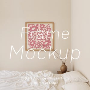 Square Frame Mockup: PSD Template, Minimalist Interior (1x1 Ratio, Digital Download)