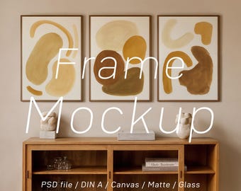 Set of 3 Frame Mockup: Three Scandinavian Wall Art, Gallery DIN A4 A3 PSD
