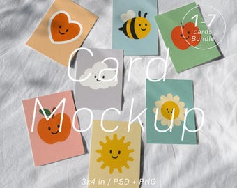 Affirmation Card Mockup Bundle: 1–7 Playing Card Scenes, Boho Nursery Display (PSD Template)