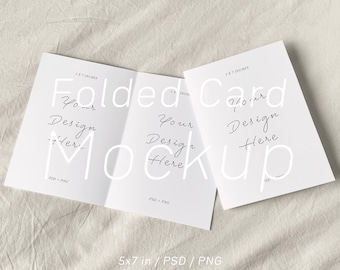 5x7 Folded Card Mockup: Invitation Template PSD, 2 Postcard (Digital Download)