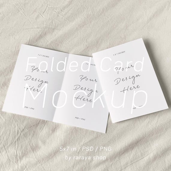 5x7 Folded Card Mockup: Invitation Template PSD, 2 Postcard (Digital Download)