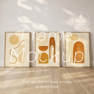 Set of 3 Frame Mockup Bundle: Minimalist Gallery A4 A3 A2, 8 Colors (PSD)