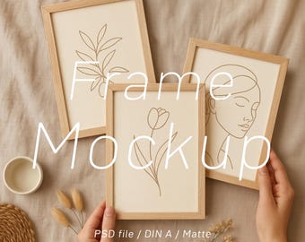 Gallery Wall Frame Mockup: Boho A4 A3 PSD Mockup, 3 Frames (Digital Download)