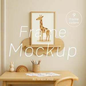 Kinderzimmer Rahmen Mockup Bundle 9 Farben, A4 A3 Holz Poster PSD, Kinderzimmer Wand Kunst Mockup für Jungen oder Mädchen, Baby Schlafzimmer DIN A Rahmen Vorlage