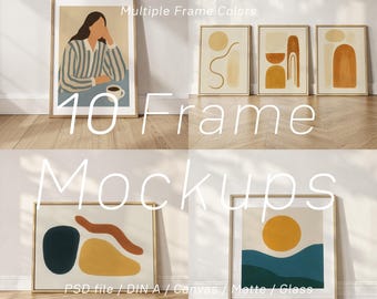 10 Minimalist Frame Mockup Bundle: A4 A3 A2 PSD, Customizable Colors (Digital Download)