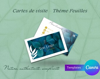Mallar för visitkort med lövtema • 3 anpassningsbara dubbelsidiga designer på Canva • Naturlig och organisk stil