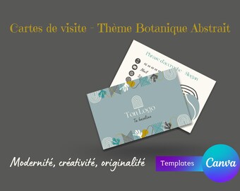 Mallar för abstrakta botaniska visitkort • 3 anpassningsbara dubbelsidiga designer på Canva • Modern och kreativ stil