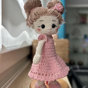 Handmade Amigurumi Doll – Soft Crochet Toy in a Pink Dress