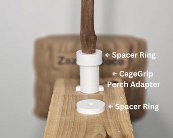 Adaptador de percha CageGrip con patente en trámite / Montaje sin tuerca de mariposa / Impreso en 3D con anillo espaciador opcional