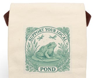 Frog Pond Cotton Canvas Lunch Tote, Green Eco-Friendly Reusable Lunch Bag