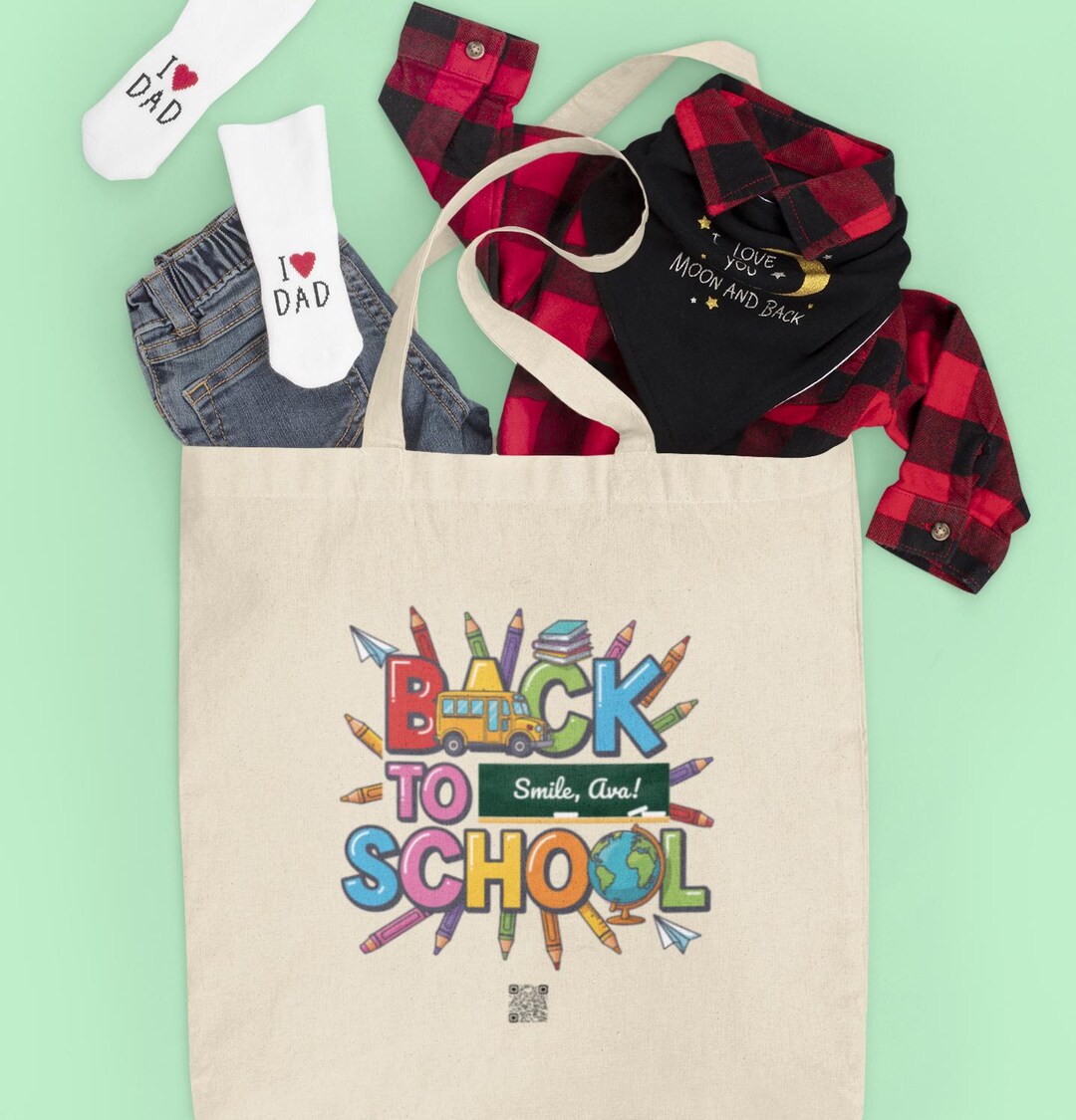 Personalized Chalkboard Back to School Bag: Custom Name Cotton Tote - Etsy