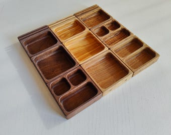 Modulär magnetisk spelbricka | 8 x 8 cm träspelorganisatör | Ek, valnöt, oliv