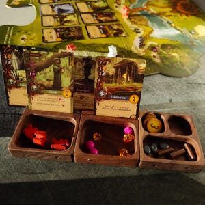 Bandeja magnética modular para fichas / Organizador de juegos de madera de 8 x 8 cm / Roble, nogal, olivo
