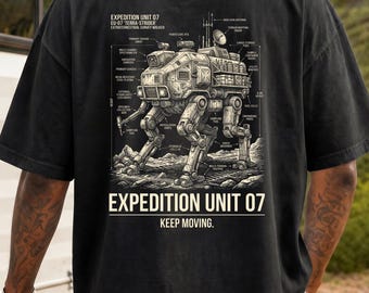 Expedition Unit Shirt, Sci Fi Mech Blueprint Tee, Space Walker T-Shirt, Cyberpunk Robot Graphic Shirt, Astronomy Geek Gift, Sci Fi Apparel