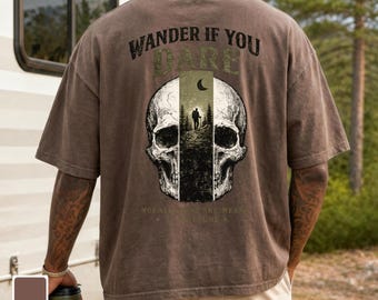 Halloween Hiking Tshirt, Vintage Skull Graphic Shirt, Spooky Season Shirt, Halloween Camping Gift, Outdoor Horror Tee