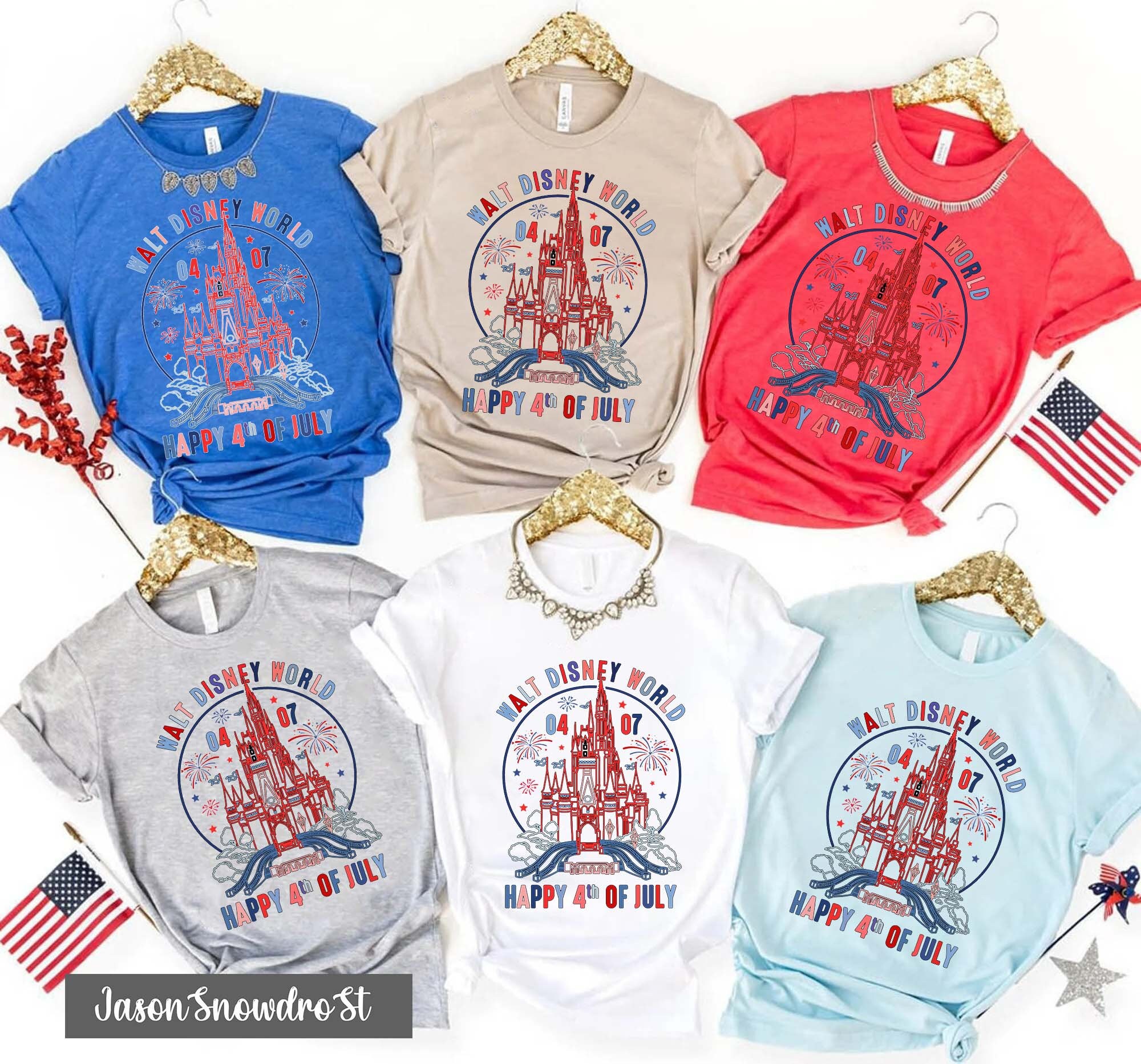 Discover Magic Kingdom 4th Of July Disney Patriotic Matching T-Shirt