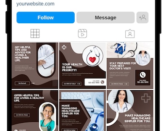 Healthcare Instagram Post Templates | Canva Editable Social Media Kit | Medical Marketing Posts for Clinics & Nurses | Instant Download