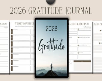 2026 Gratitude Journal | Daily Mindfulness & Self-Care Planner | Printable Digital Reflection Journal