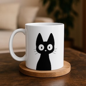 Kiki&#39;s delivery service Mug, Cat Mug funny - Ceramic Coffee Mug - Gift for Cat Lovers - Gift for Studio Ghibli lovers