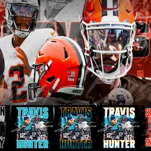 Travis Hunter, Shedeur Sanders, Ashton Jeanty, Cam Ward inspiriert PNG-Bundle | 3 Fußball Digitale Designs | Sofort Download