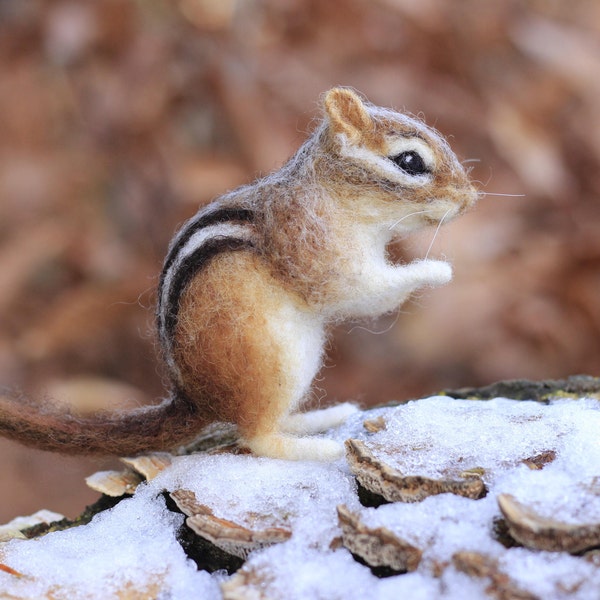 Needle felted chipmunk, life sized woodland animal, made to order, 8-10 month turnaround time