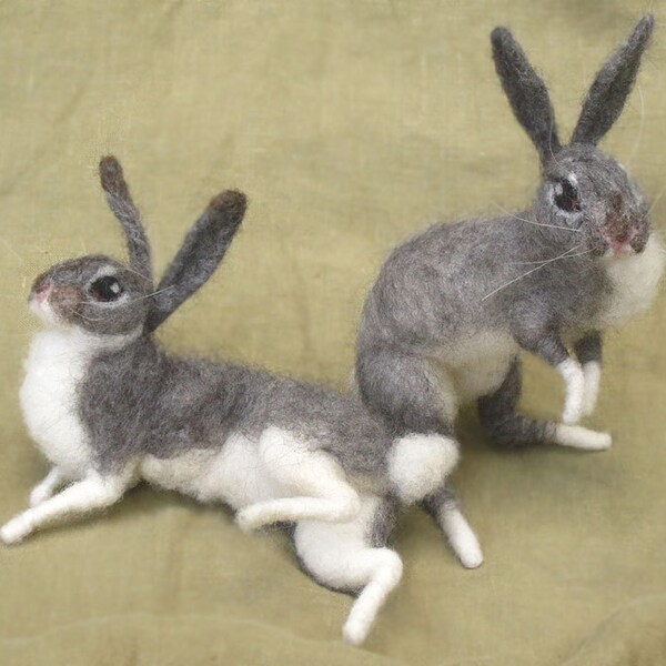 Needle felted grey bunny rabbit
